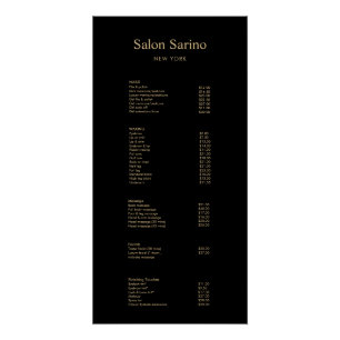 Salon des cheveux noirs Liste des prix Menu Poster