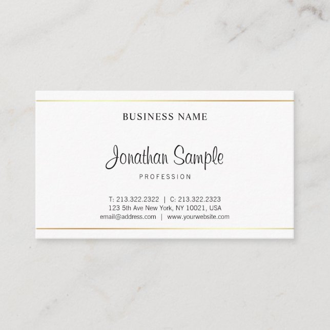 Salon Elegant Calligraphy Script Modern Plain Luxe Business Card (Front)