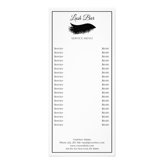 Salon Eye Lashes Flyer Rack Card (Front)