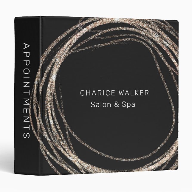 salon faux gold modern abstract appointment binder (Front/Spine)