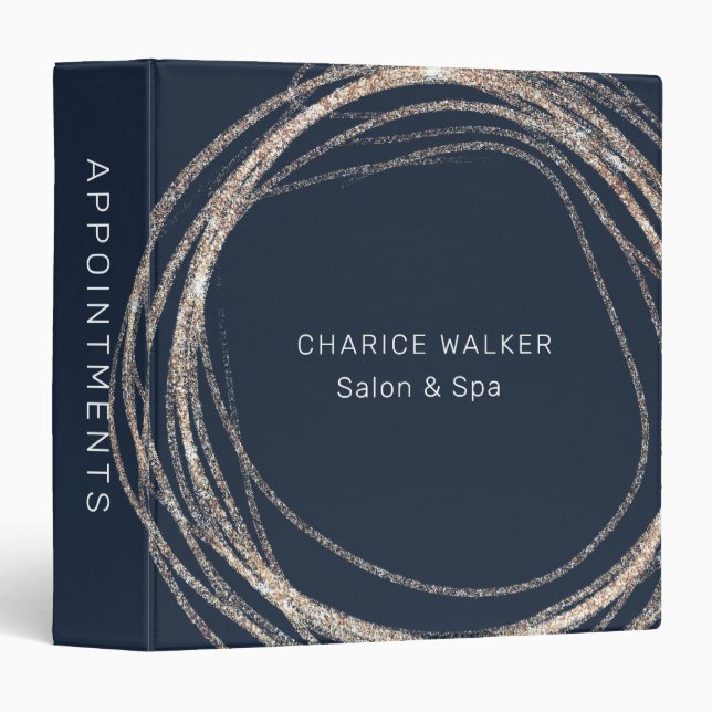 salon faux gold modern abstract appointment binder (Front/Spine)