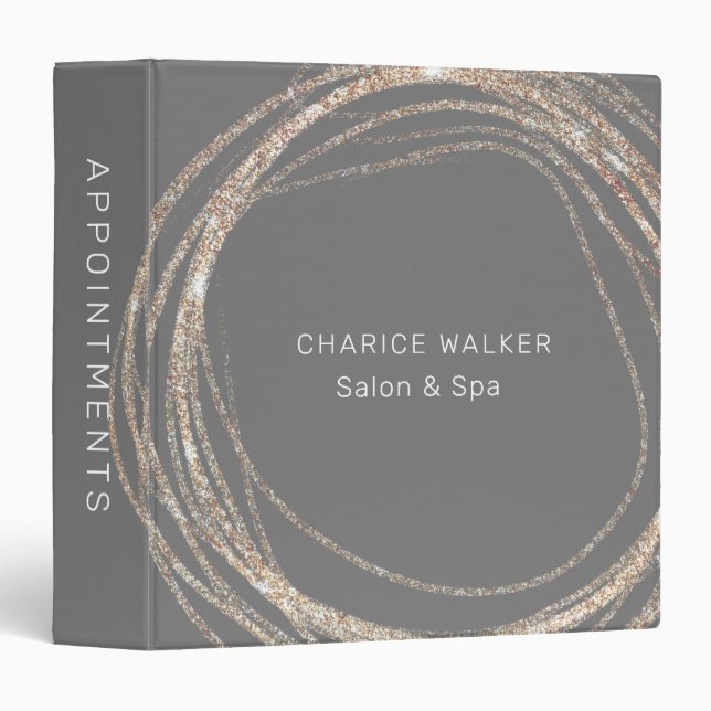 salon faux gold modern abstract appointment binder (Front/Spine)