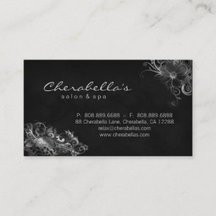 Salon Floral Appointment Business Card Silver Grey