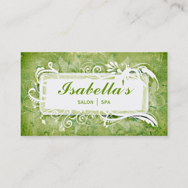 Salon floral grunge de spa de vert de carte de (Devant)