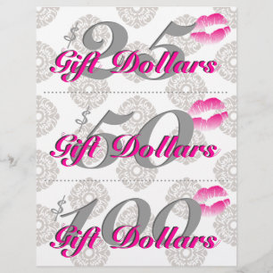 Salon Flyer Spa Lips Pink Damask Gift Certificates