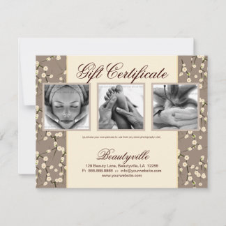 Salon Gift Card Cherry Blossom Floral Cream Photo