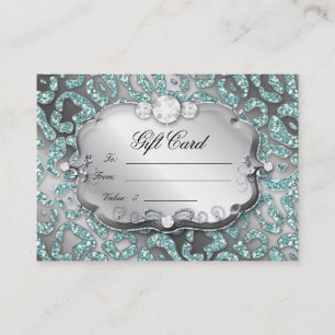 Salon Gift Card Jewellery Leopard Teal Silver