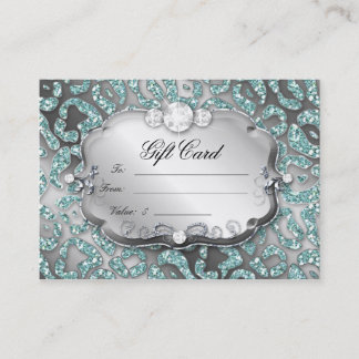 Salon Gift Card Jewellery Leopard Teal Sparkle