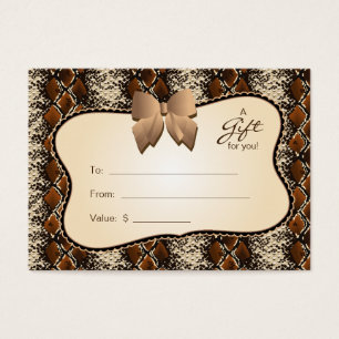 Salon Gift Card Spa Valentine's Day Snake Animal