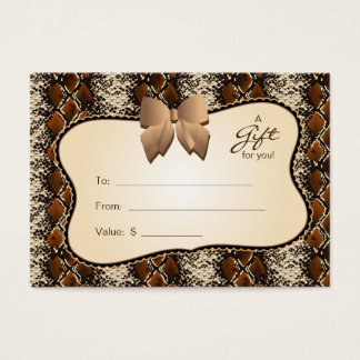 Salon Gift Card Spa Valentine's Day Snake Animal