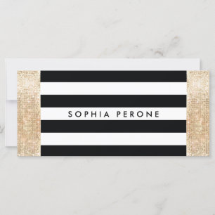 Salon Gift Certificate Black Stripes Gold Sequin