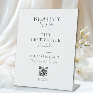 Salon Gift Certificate Promo Pedestal with QR Code Sign