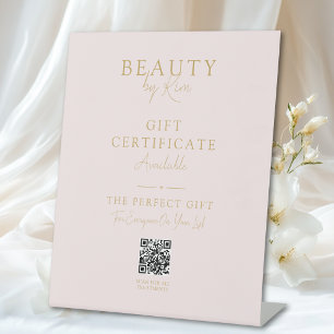 Salon Gift Certificate Promo Pedestal with QR Code Sign