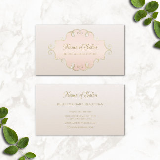 Salon Glitter Glam Frame and Chic Pink Bow Business Card