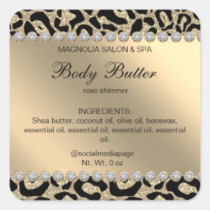 Salon Glitter Leopard Gold Square Sticker