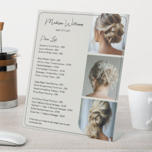 Salon Hair Stylist Neutral Services Price List Pedestal Sign