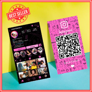 Salon Instagram Pink    Social Media QR Code Business Card