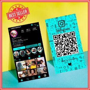 Salon Instagram Turquoise    Social Media QR Code Business Card
