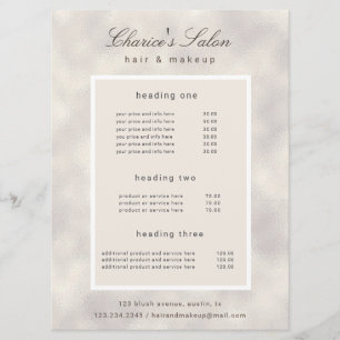 salon luxurious pearl elegant price card