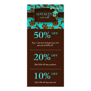 Salon Marketing Cards Blue Brown Floral Elegant