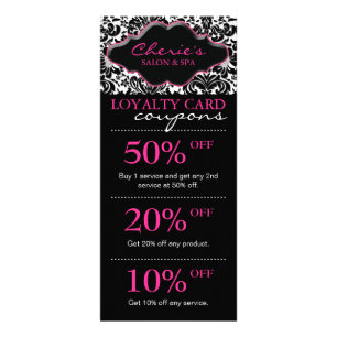 Salon Marketing Cards Damask Pink Floral