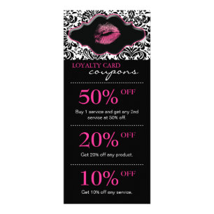 Salon Marketing Cards Damask Pink Lips