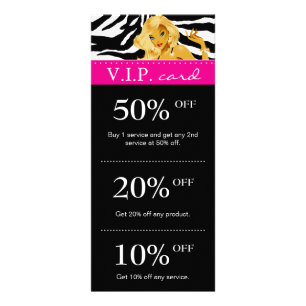 Salon Marketing Cards Zebra Pink Blonde Tanning