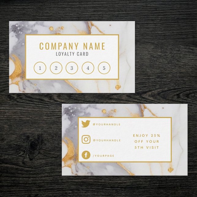 Salon modern golden and white marble loyalty card. (Salon modern golden and white marble loyalty card.)