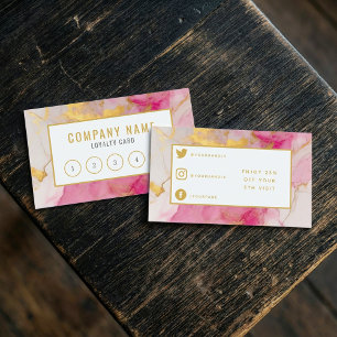 Salon modern pink and gold marble loyalty card.