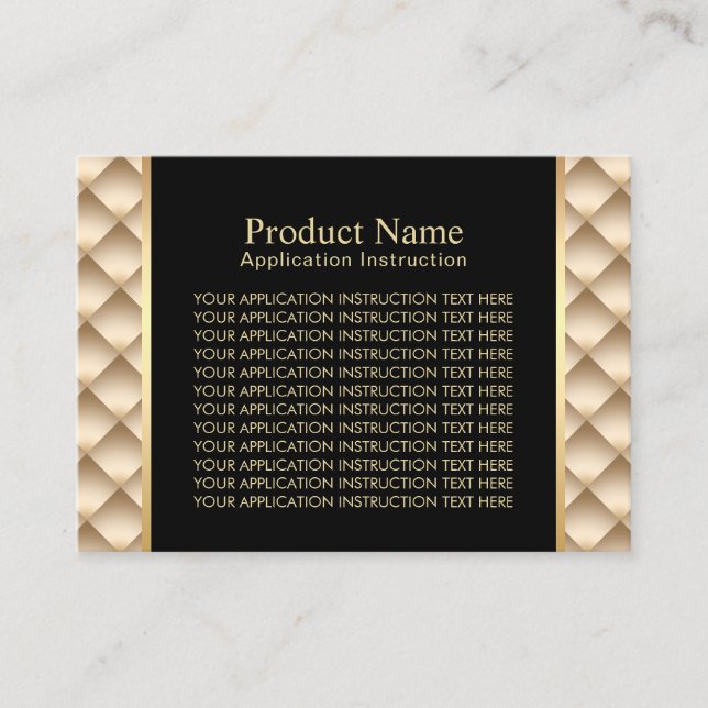 Salon Product Modern Gold Application Instructions Business Card (Front)