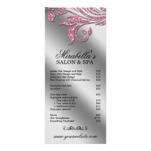 Salon Rack Card Jewellery Leaf Floral Pink Sparkle