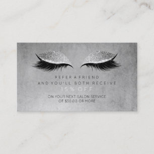 Salon Referral Card Blush Black Grey Lashes Makeup