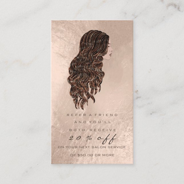 Salon Referral Card Copper Makeup Lash Hairdresser (Front)