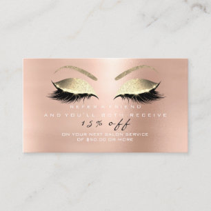 Salon Referral Card Glitter Rose Gold White Lashes