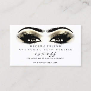 Salon Referral Card Makeup Lash Eye Gold White
