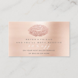 Salon Referral Card Makeup Rose Gold Grey Grey Lip