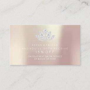 Salon Referral Card Pink Rose Diamond Lotus White