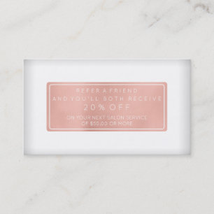 Salon Referral Card Pink Rose Gold Powder White