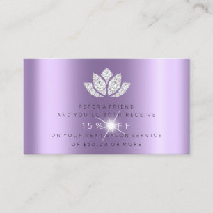 Salon Referral Card Purple Lavender Sparkly Lotus9