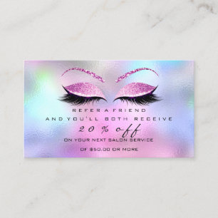 Salon Referral Rose Pink Makeup Lashes Extension Card