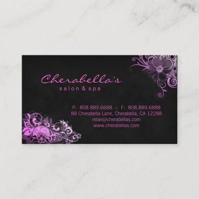 Salon Rendez-vous / Carte de visite rose floral (Devant)