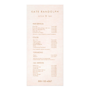 Salon rose clair Spa Liste de prix Menu Service