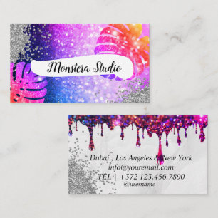 Salon rose de Monstera Carte de visite en marbre