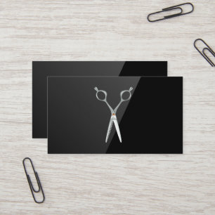 Salon Scissors   Black High Gloss Business Card