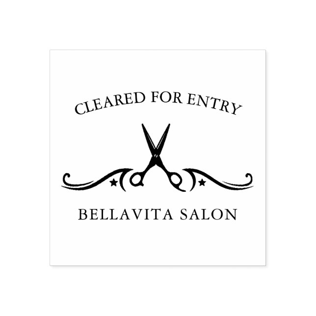 Salon Scissors Covid Temperature Cleared Entry Rubber Stamp (Imprint)