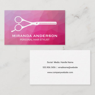 Salon Scissors Magenta Geometric Business Card