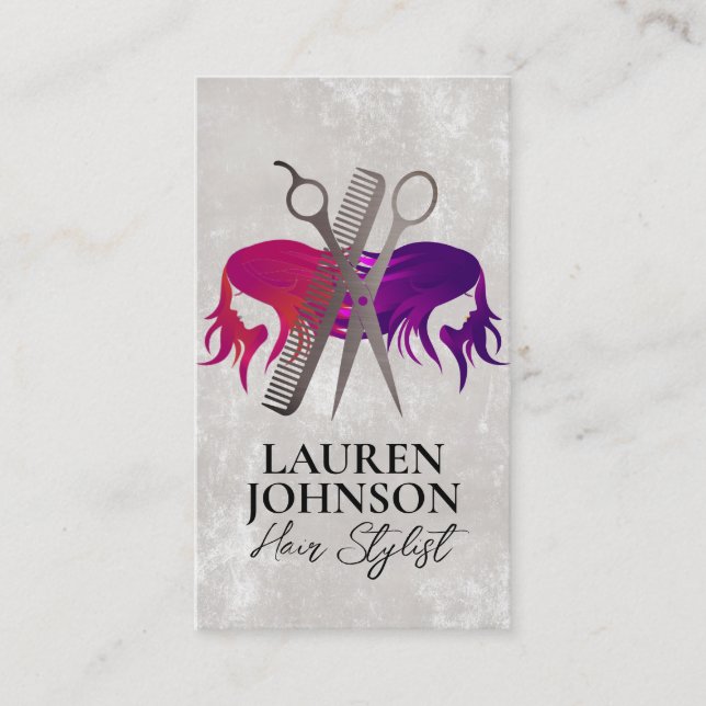 Salon Scissors | Stylish Hair Logo Business Card (Front)