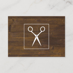 Salon Shears Rustic Wood Appointment Card