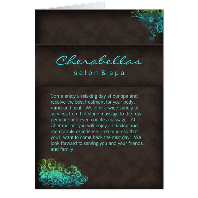 Salon Spa Brochure Turquoise Blue Green (Front)