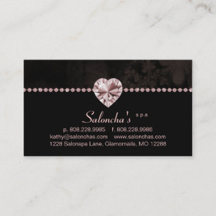 Salon Spa Business Card pink heart rhinestone